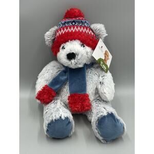 Gentle Treasures Plush Gray Teddy Bear In Hat Scarf Stuffed Animal 16” St. Jude